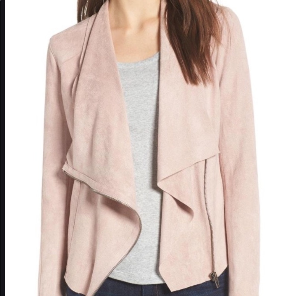 Blank NYC Pink Suede Adobe Drape Front Jacket